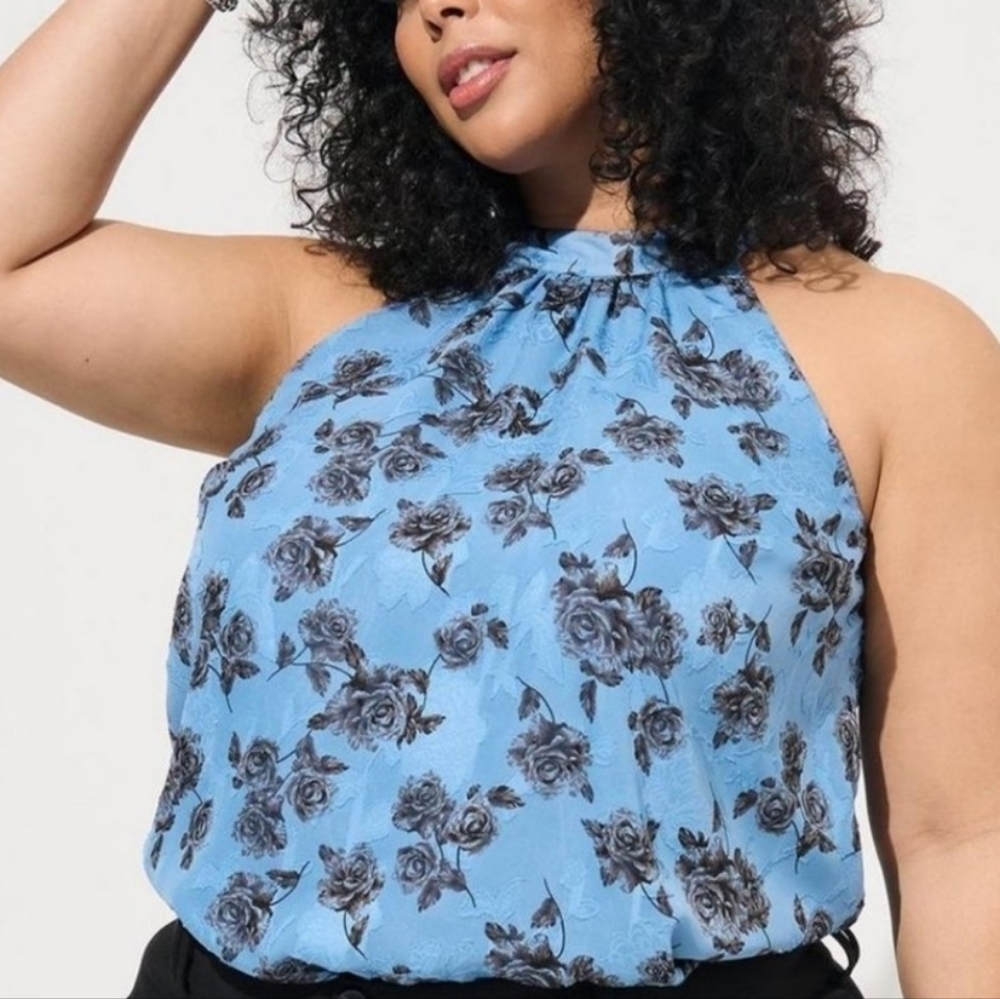 Torrid Clip Chiffon Mock Neck Halter Tank Size 1X
